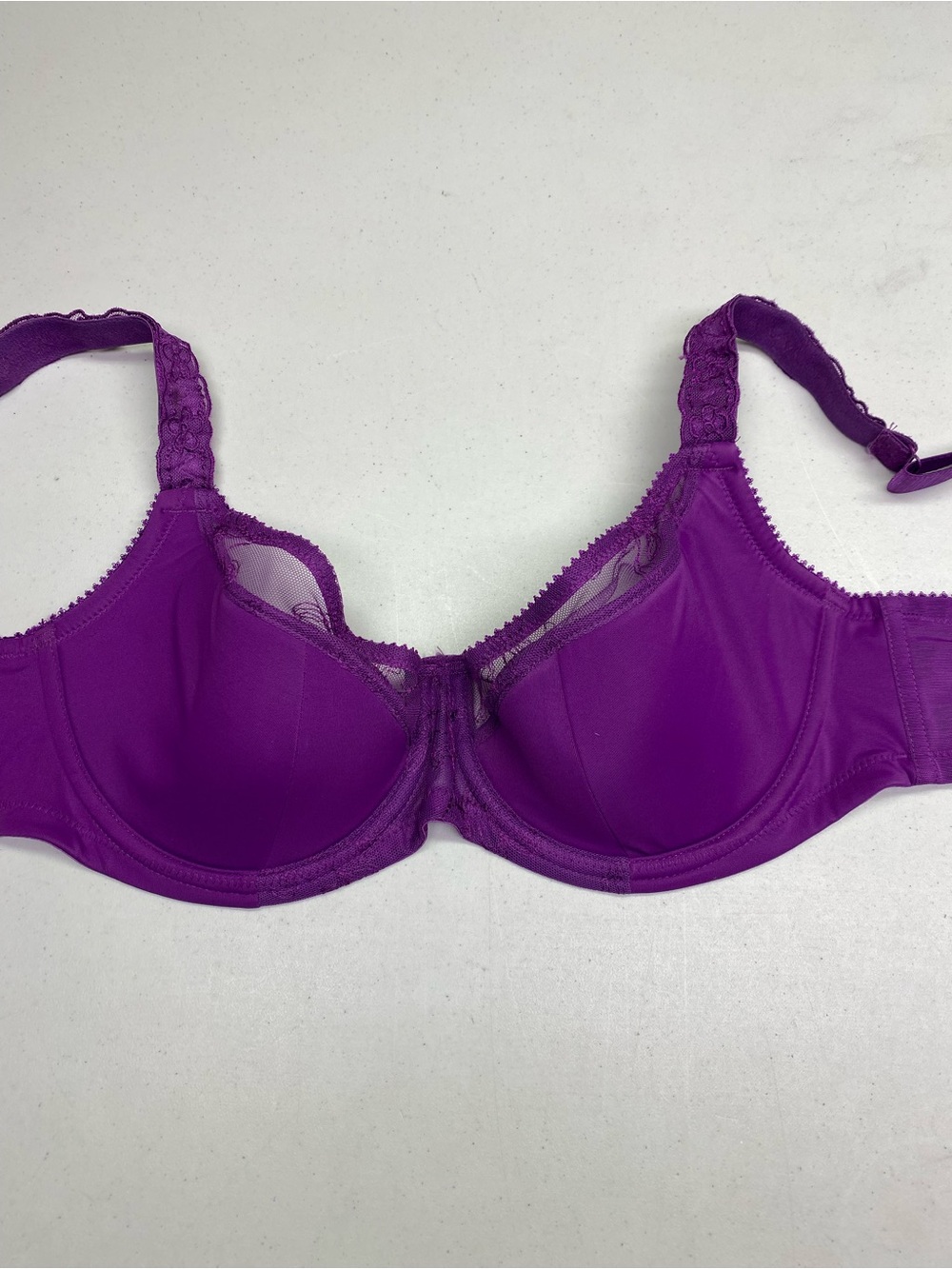 tiVOGLIO Purple Underwire Bra 40C Sheer Embroidered Mesh Lace Trim *P1040